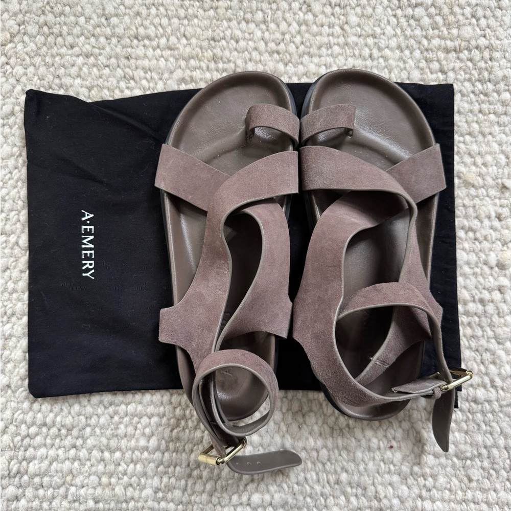 A. Emery Jalen sandal in slate suede, size 40